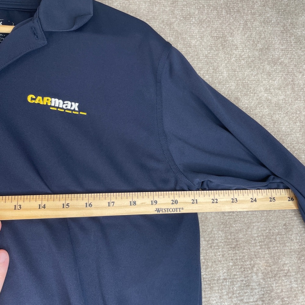Carmax Long Sleeve Polo Shirt Mens Size Medium Navy Blue Work Uniform - Picture 5 of 8